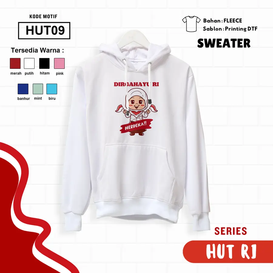 HUT09 - Sweater Kids Fleece Panjang [Varian: L (5-6 y) / Biru]