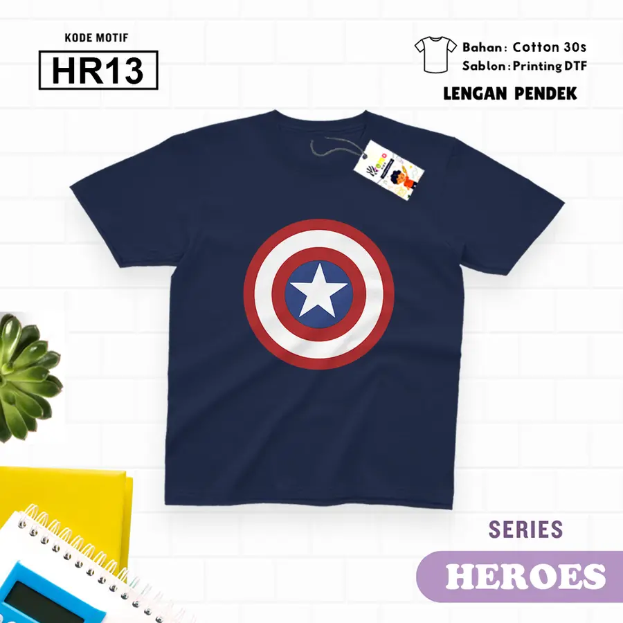 HR13 - Kaos Dewasa Cotton 30s Pendek [Varian: M / Biru Turkish]