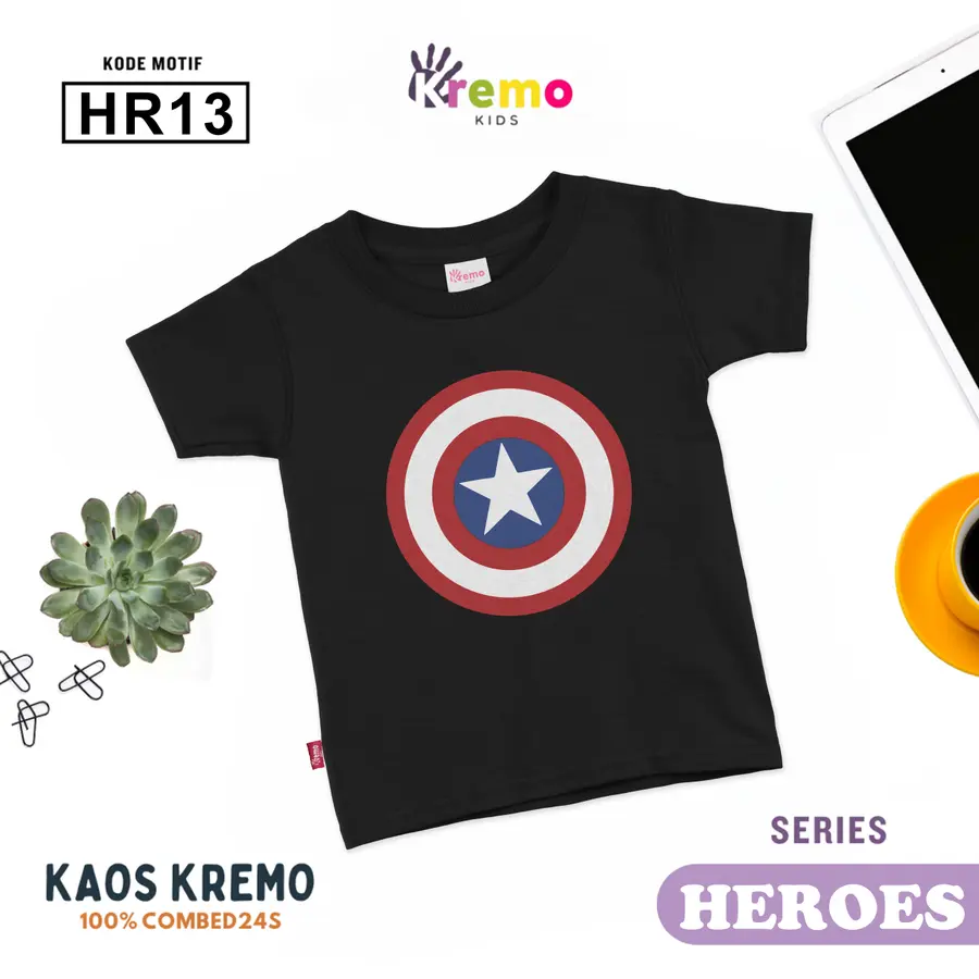 HR13 - Kaos Kids Combed 24s Pendek [Varian: S (3-4 y) / Biru]