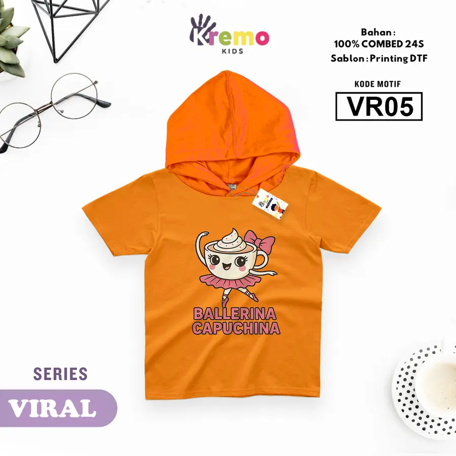VR05 - Hoodie Kids Combed 24s Pendek [Varian: S (3-4 y) / Biru]