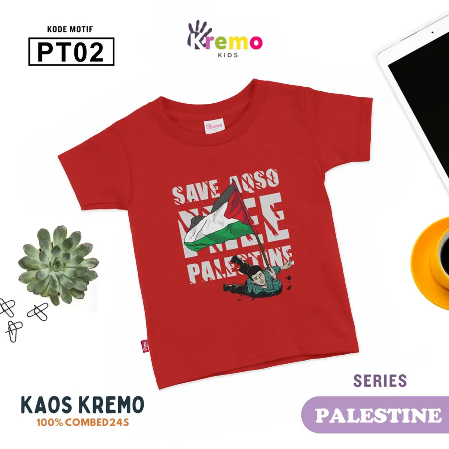 PT02 - Kaos Kids Combed 24s Pendek [Varian: S (3-4 y) / Biru]