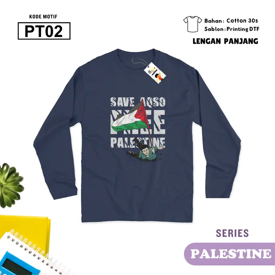 PT02 - Kaos Kids/Junior Cotton 30s Panjang [Varian: S Kids (1-2 y) / Biru Turkish]