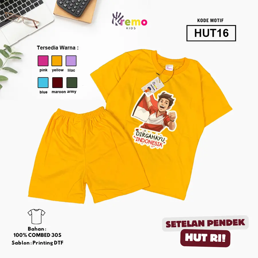 HUT16 - Setelan Kids Combed 30s Pendek [Varian: S (3-4 y) / Army]