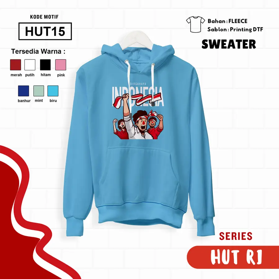 HUT15 - Sweater Kids Fleece Panjang [Varian: L (5-6 y) / Biru]