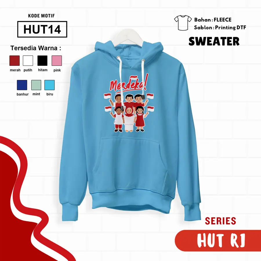 HUT14 - Sweater Kids Fleece Panjang [Varian: L (5-6 y) / Biru]