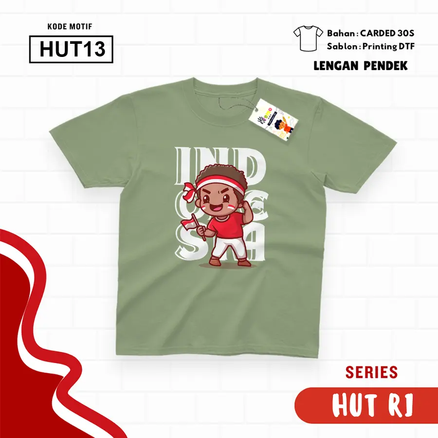 HUT13 - Kaos Kids Cotton 30s Pendek [Varian: S Kids (1-2 y) / Biru Turkish]