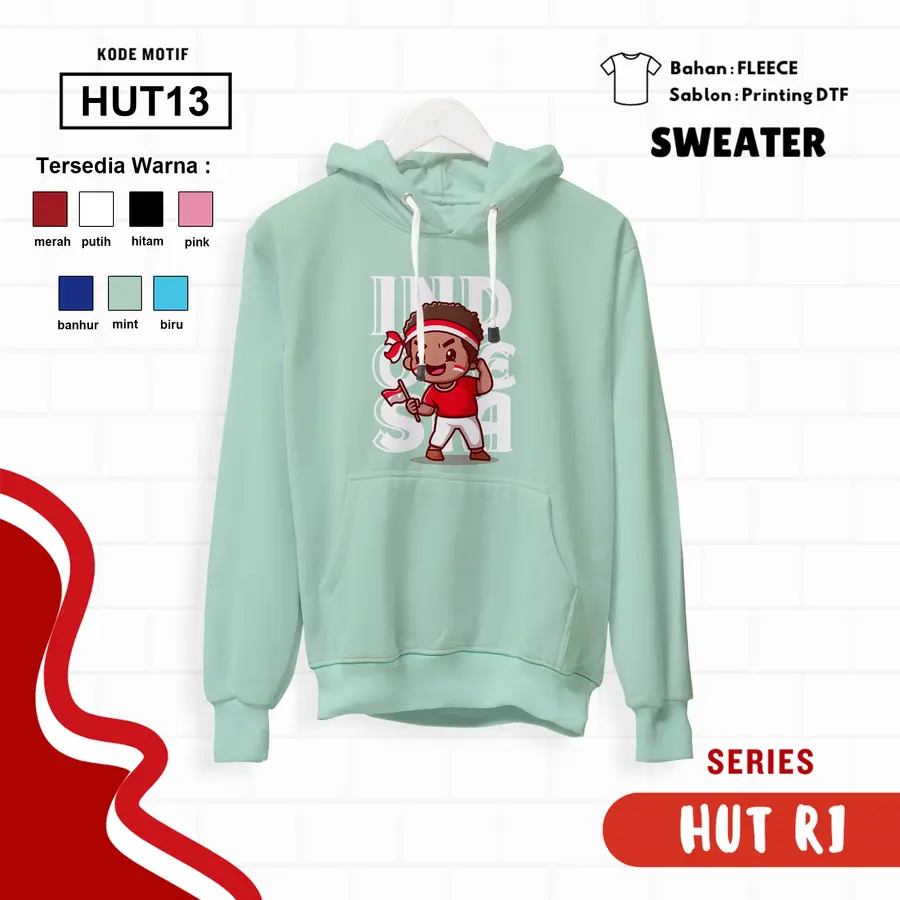 HUT13 - Sweater Kids Fleece Panjang [Varian: L (5-6 y) / Biru]