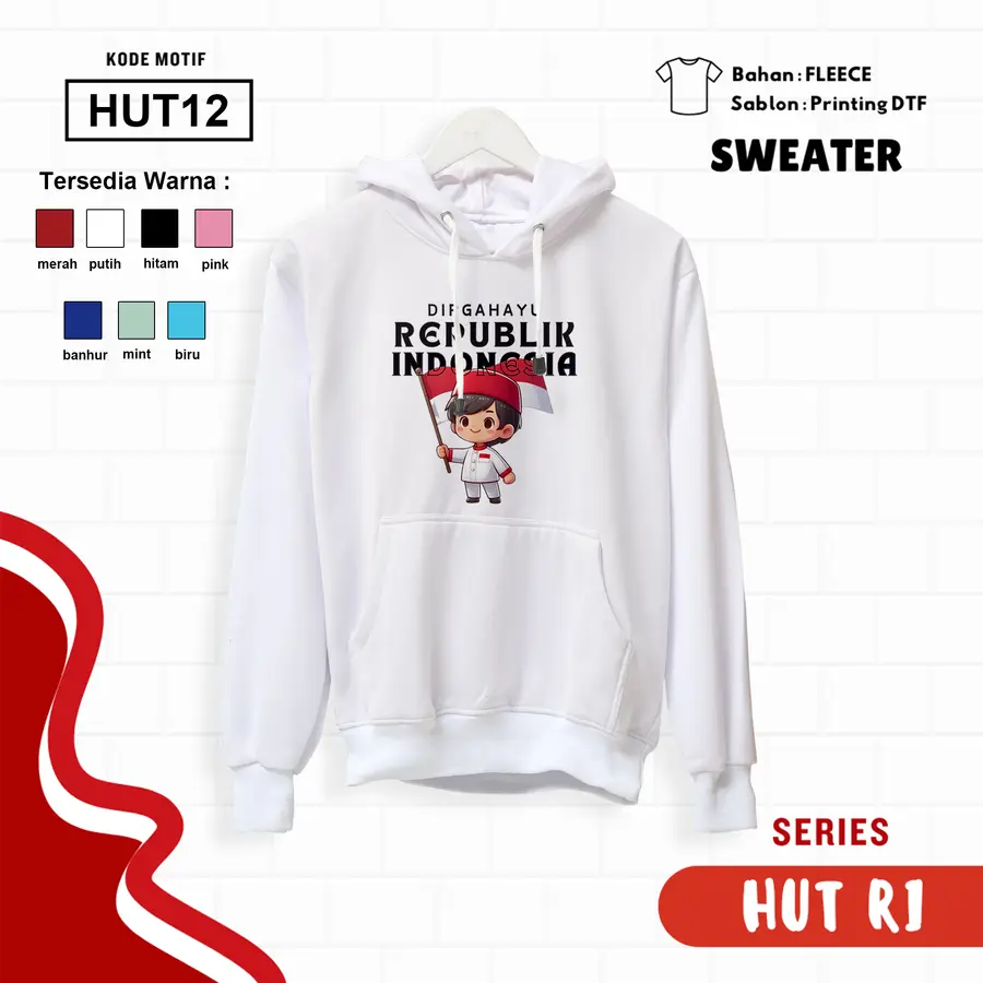 HUT12 - Sweater Kids Fleece Panjang [Varian: L (5-6 y) / Biru]