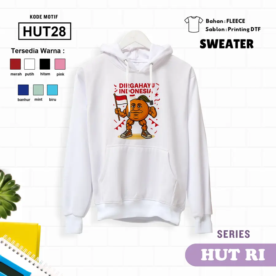 HUT28- Sweater Kids Fleece Panjang [Varian: L (5-6 y) / Biru]