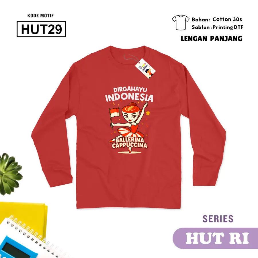 HUT29 - Kaos Kids/Junior Cotton 30s Panjang [Varian: S Kids (1-2 y) / Biru Turkish]