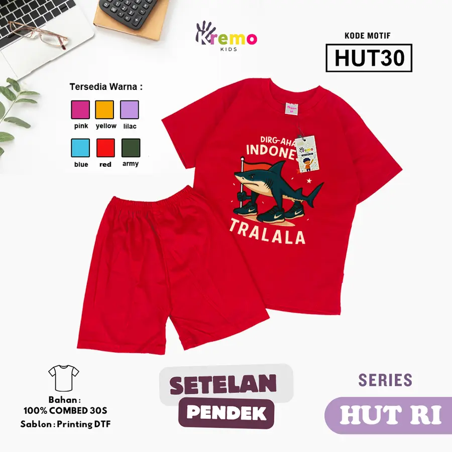 HUT30 - Setelan Kids Combed 30s Pendek [Varian: S (3-4 y) / Army]
