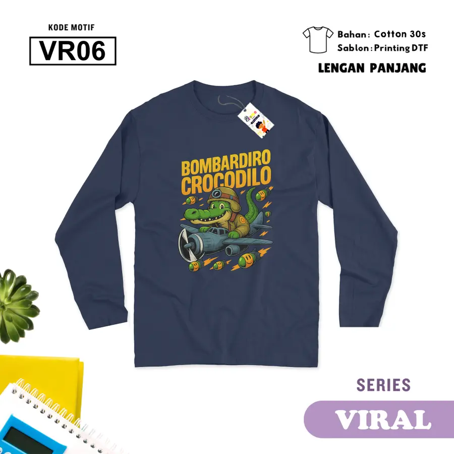 VR06 - Kaos Dewasa Cotton 30s Panjang [Varian: M / Hitam]
