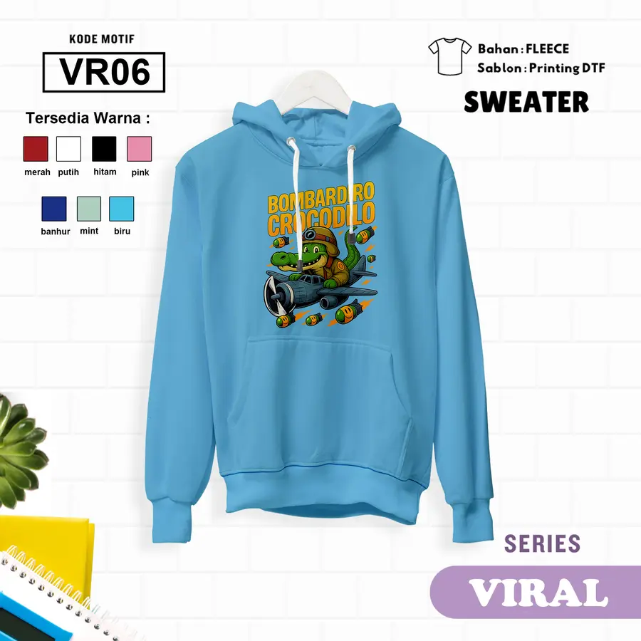 VR06 - Sweater Kids Fleece Panjang [Varian: L (5-6 y) / Biru]