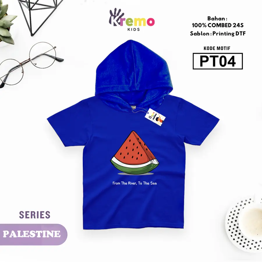 PT04 - Hoodie Kids Combed 24s Pendek [Varian: S (3-4 y) / Biru]