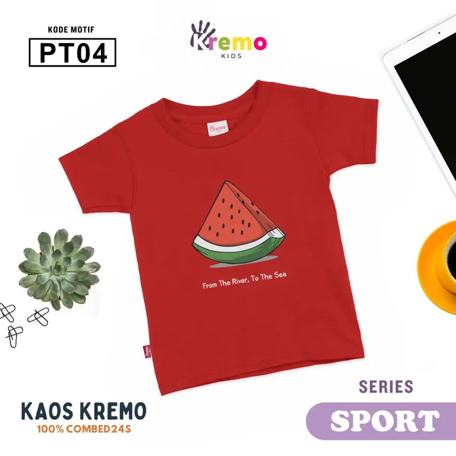 PT04 - Kaos Kids Combed 24s Pendek [Varian: S (3-4 y) / Biru]