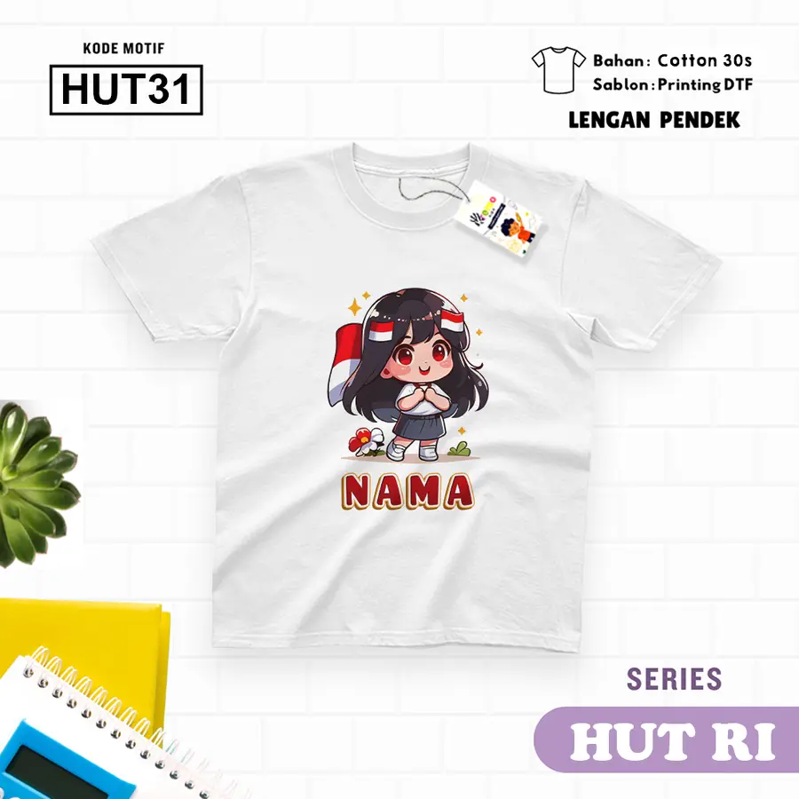 HUT31 - Kaos Dewasa Cotton 30s Pendek [Varian: M / Biru Turkish]