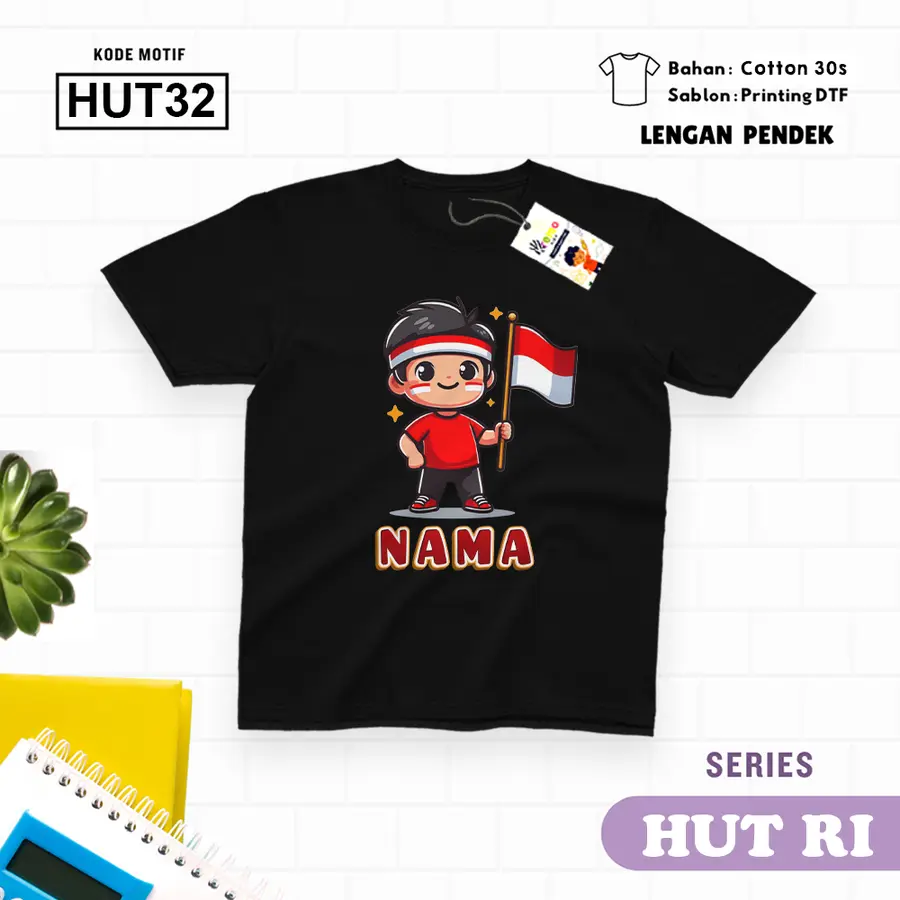 HUT32 - Kaos Dewasa Cotton 30s Pendek [Varian: M / Biru Turkish]