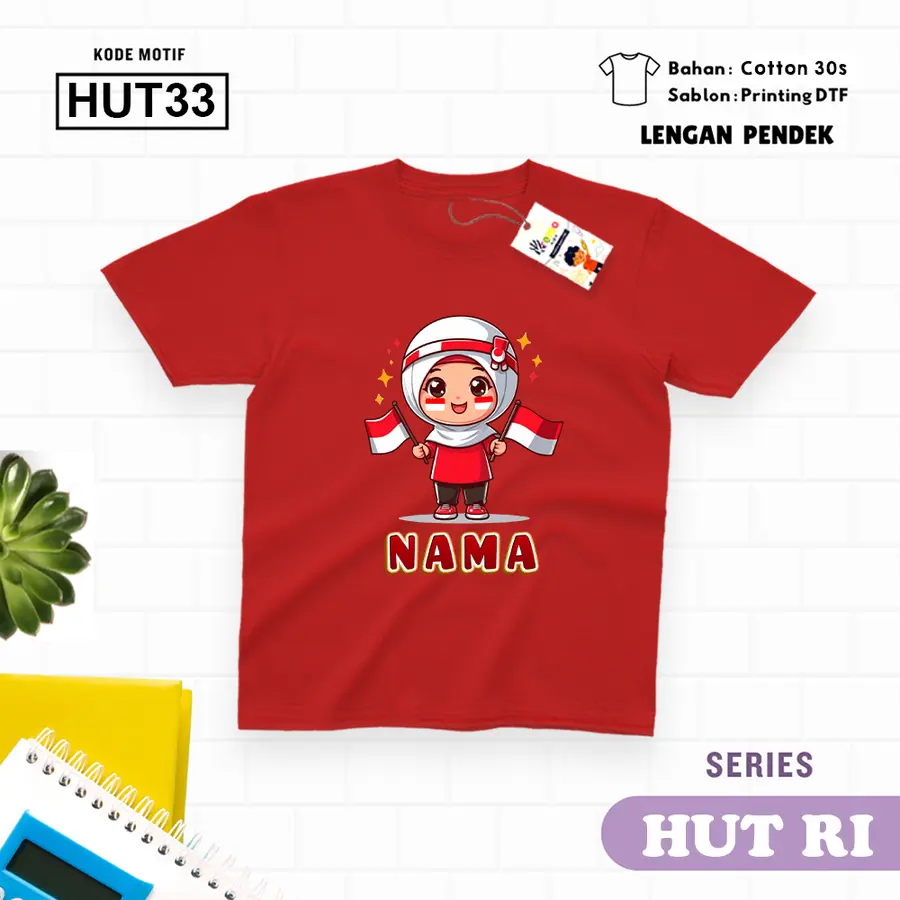 HUT33 - Kaos Dewasa Cotton 30s Pendek [Varian: M / Biru Turkish]