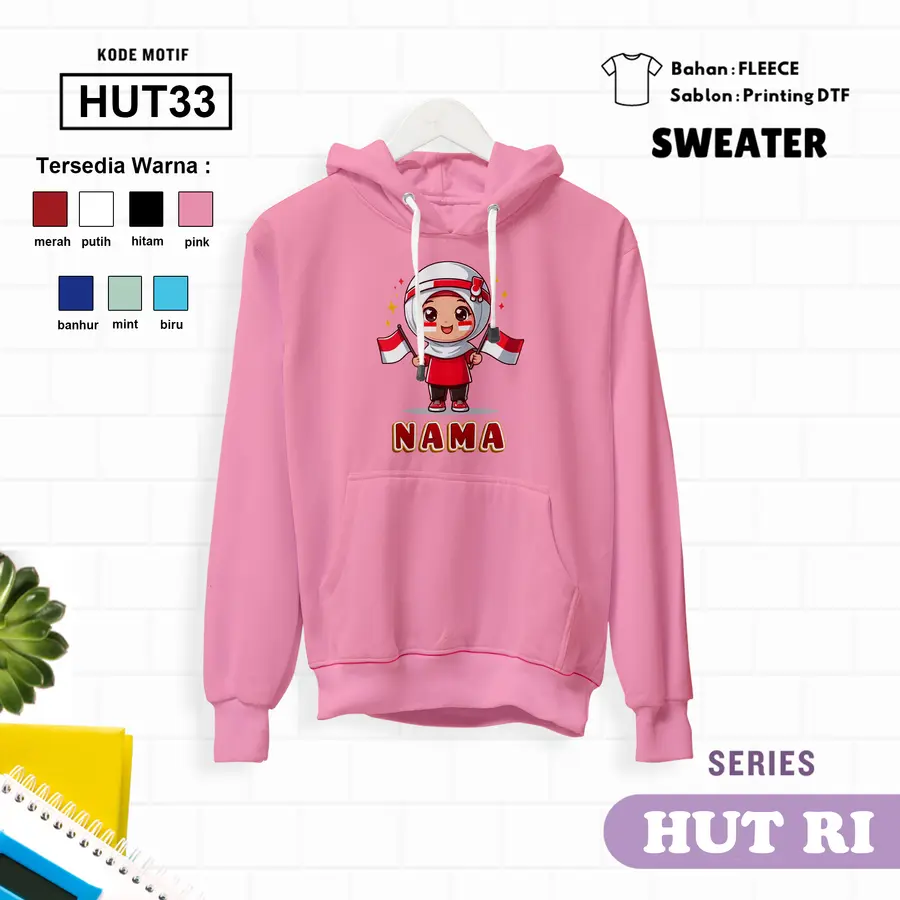 HUT33 - Sweater Kids Fleece Panjang [Varian: L (5-6 y) / Biru]