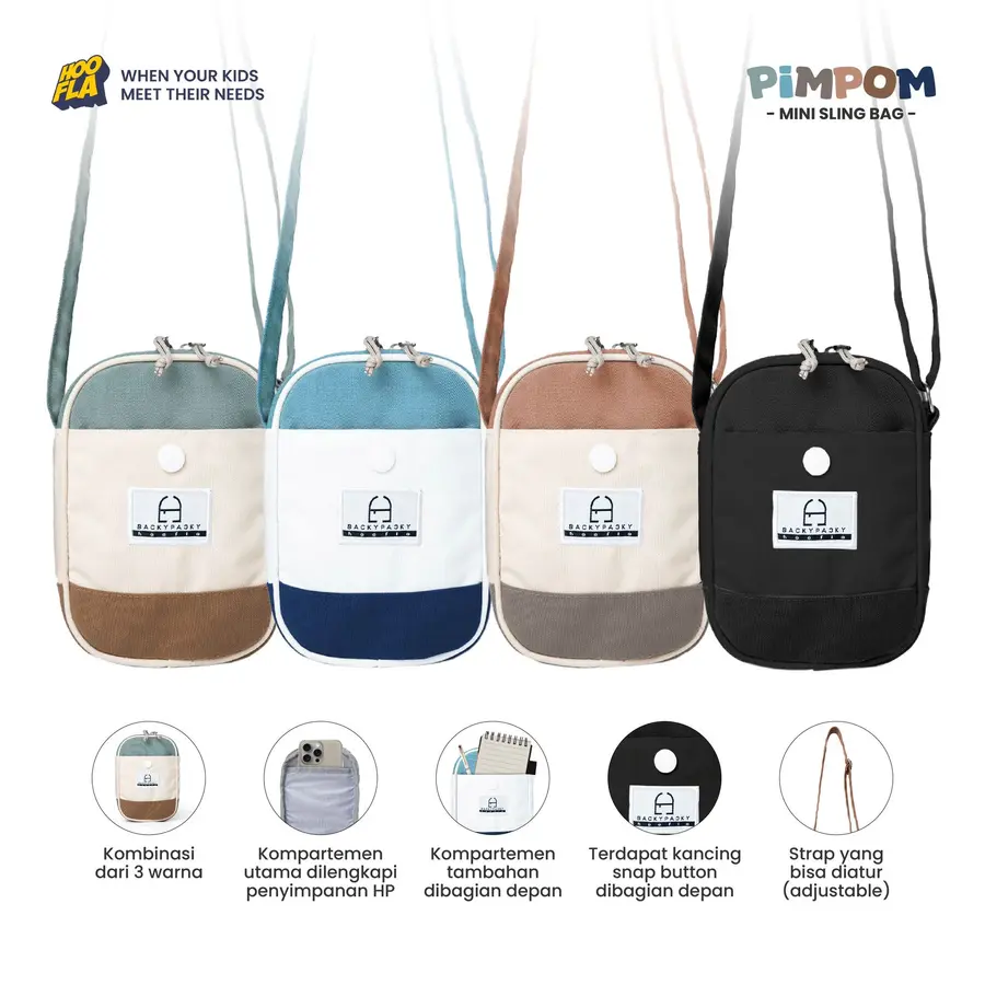 Pimpom Mini Slingbag [Varian: PMS 01  Jet Black]