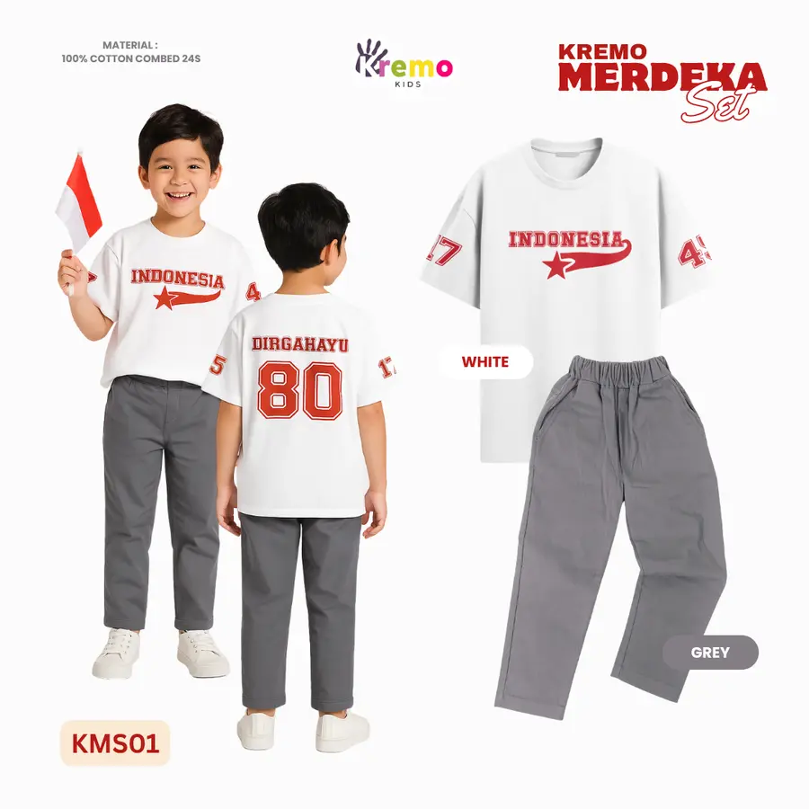 Kremo Merdeka Set [Varian: S / KMS01 (WHITE-GREY)]