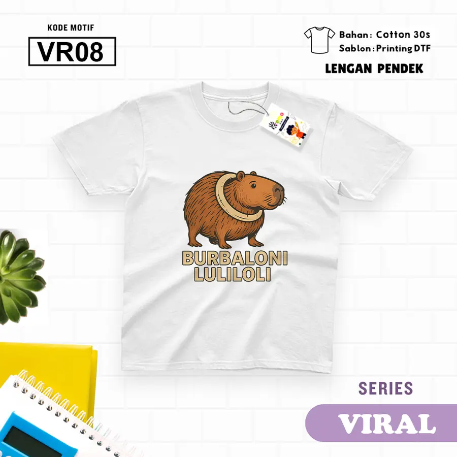 VR08 - Kaos Dewasa Cotton 30s Pendek [Varian: M / Biru Turkish]