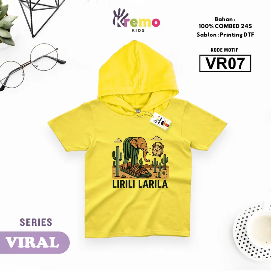 VR07 - Hoodie Kids Combed 24s Pendek [Varian: S (3-4 y) / Biru]