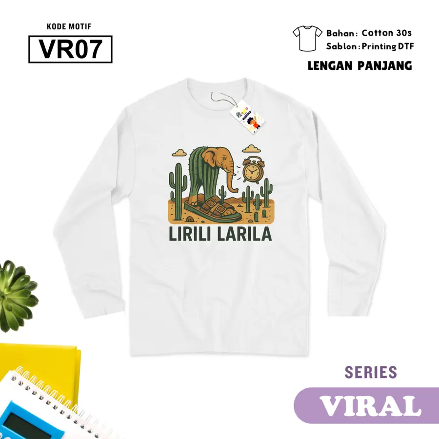 VR07 - Kaos Dewasa Cotton 30s Panjang [Varian: M / Hitam]
