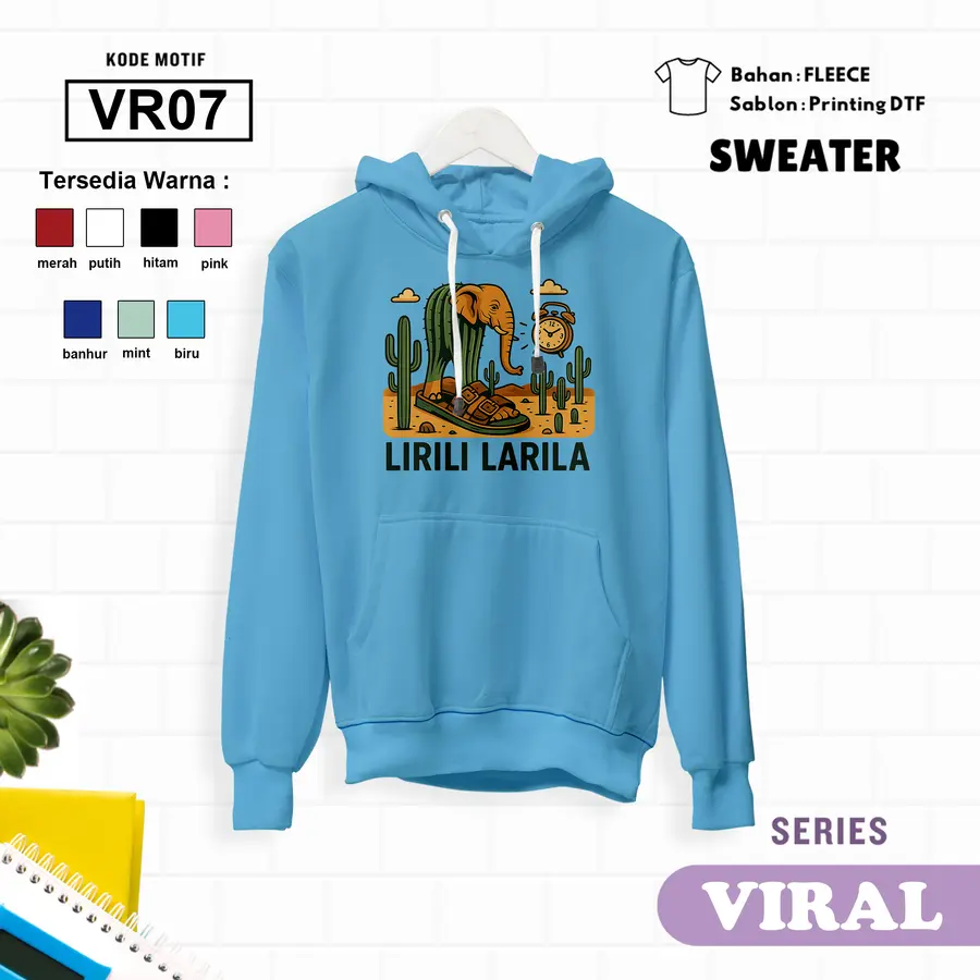 VR07 - Sweater Kids Fleece Panjang [Varian: L (5-6 y) / Biru]