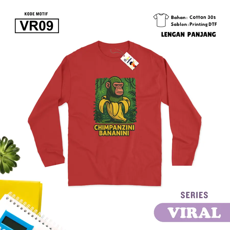 VR09 - Kaos Dewasa Cotton 30s Panjang [Varian: M / Hitam]