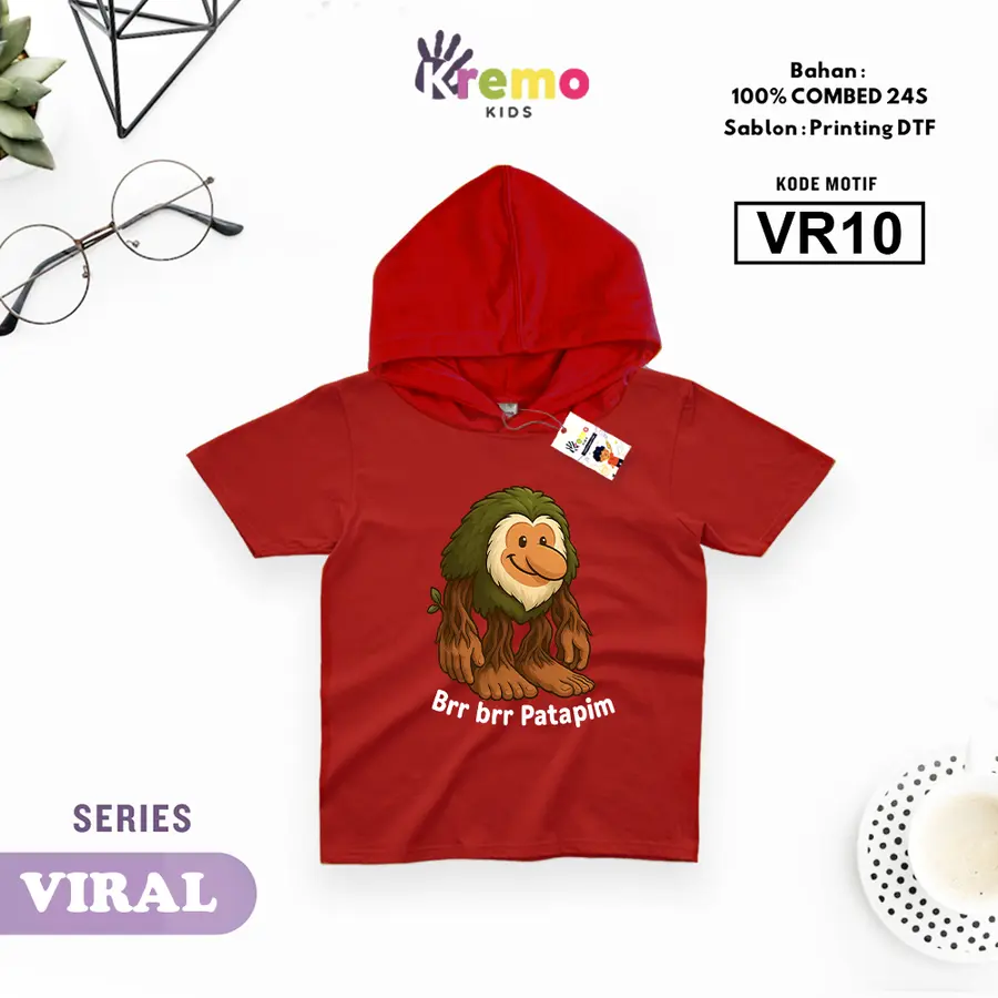 VR10 - Hoodie Kids Combed 24s Pendek [Varian: S (3-4 y) / Biru]