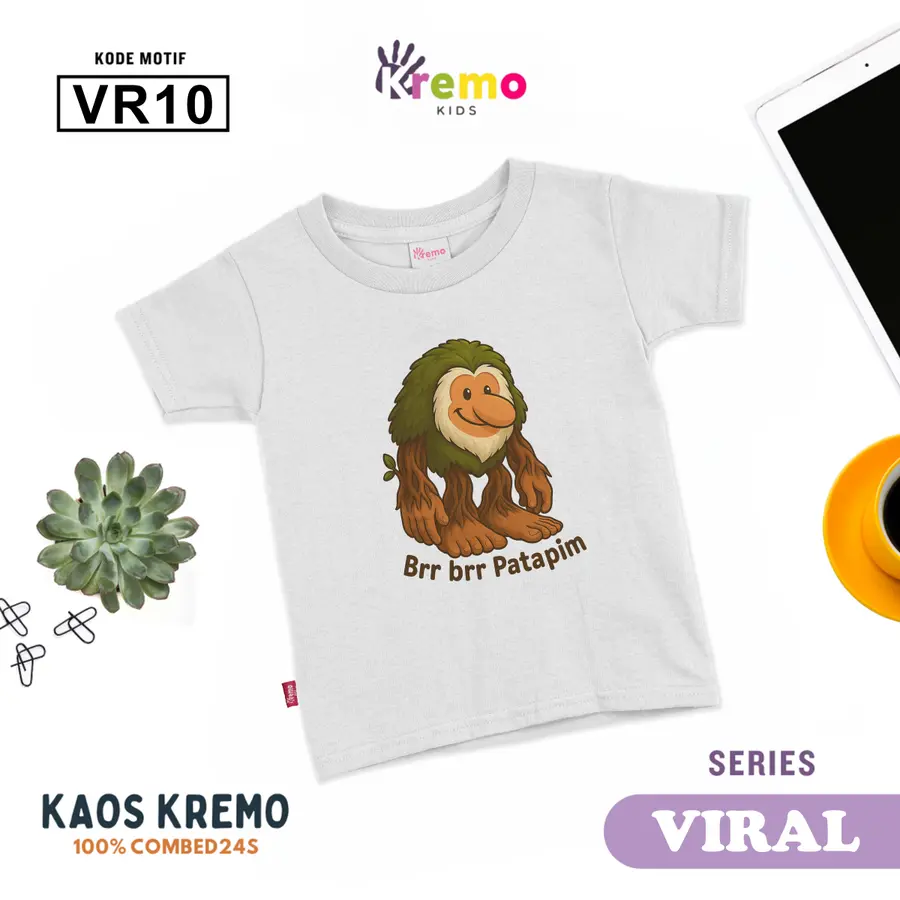 VR10 - Kaos Kids Combed 24s Pendek [Varian: S (3-4 y) / Biru]