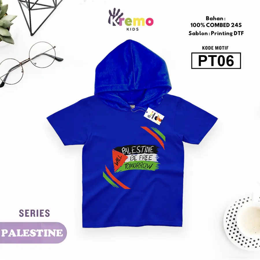 PT06 - Hoodie Kids Combed 24s Pendek [Varian: S (3-4 y) / Biru]