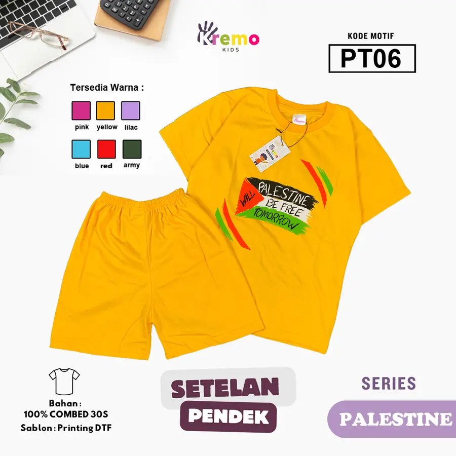 PT06 - Setelan Kids Combed 30s Pendek [Varian: S (3-4 y) / Army]