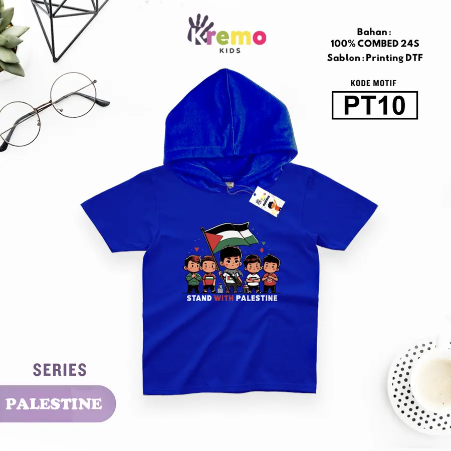 PT11 - Hoodie Kids Combed 24s Pendek [Varian: S (3-4 y) / Biru]