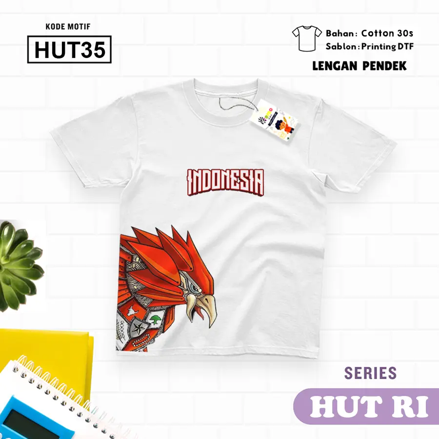 HUT35 - Kaos Dewasa Cotton 30s Pendek [Varian: M / Biru Turkish]