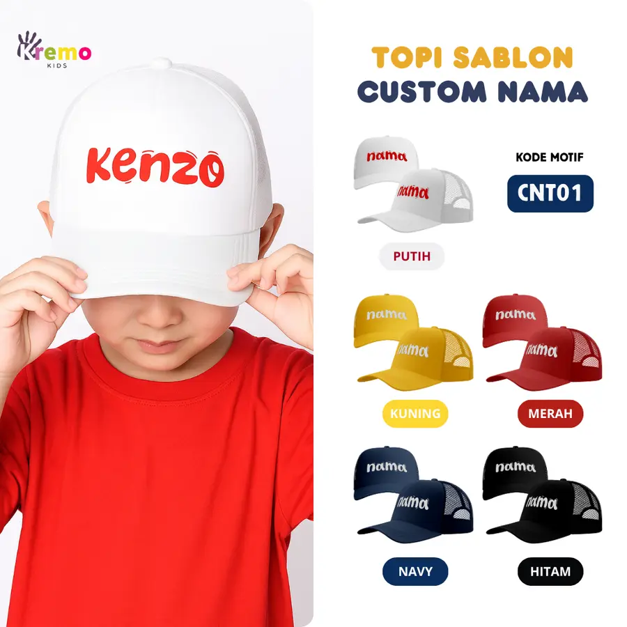 CNT01 - Topi Sablon CUSTOM NAMA [Varian: Hitam]