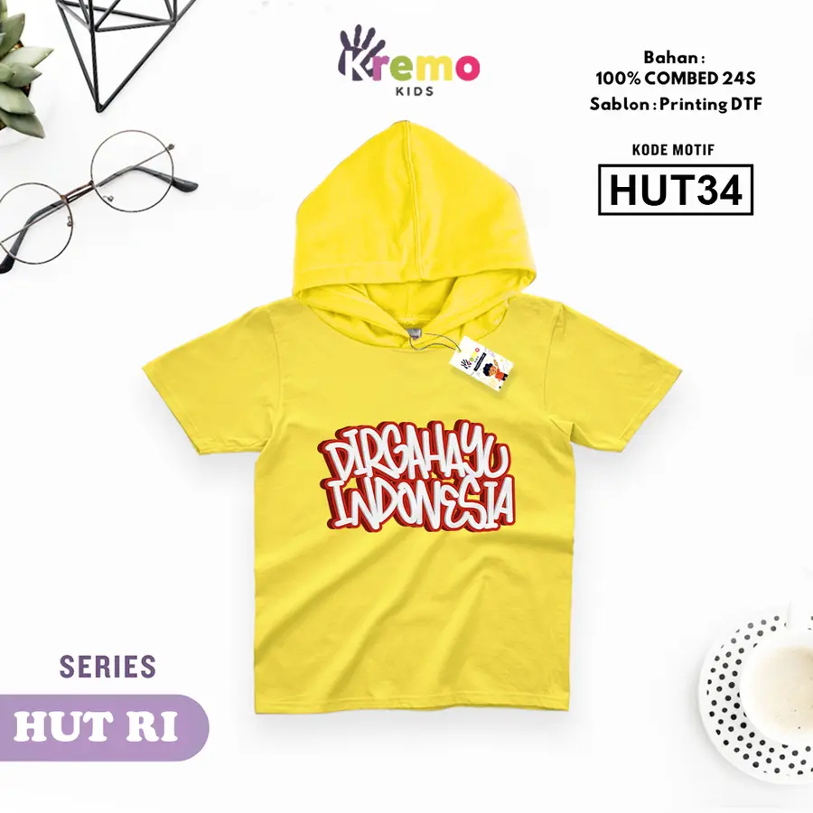 HUT34 - Hoodie Kids Combed 24s Pendek [Varian: S (3-4 y) / Biru]