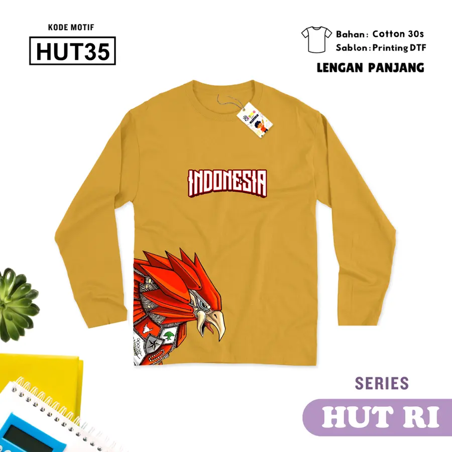 HUT35 - Kaos Dewasa Cotton 30s Panjang [Varian: M / Hitam]