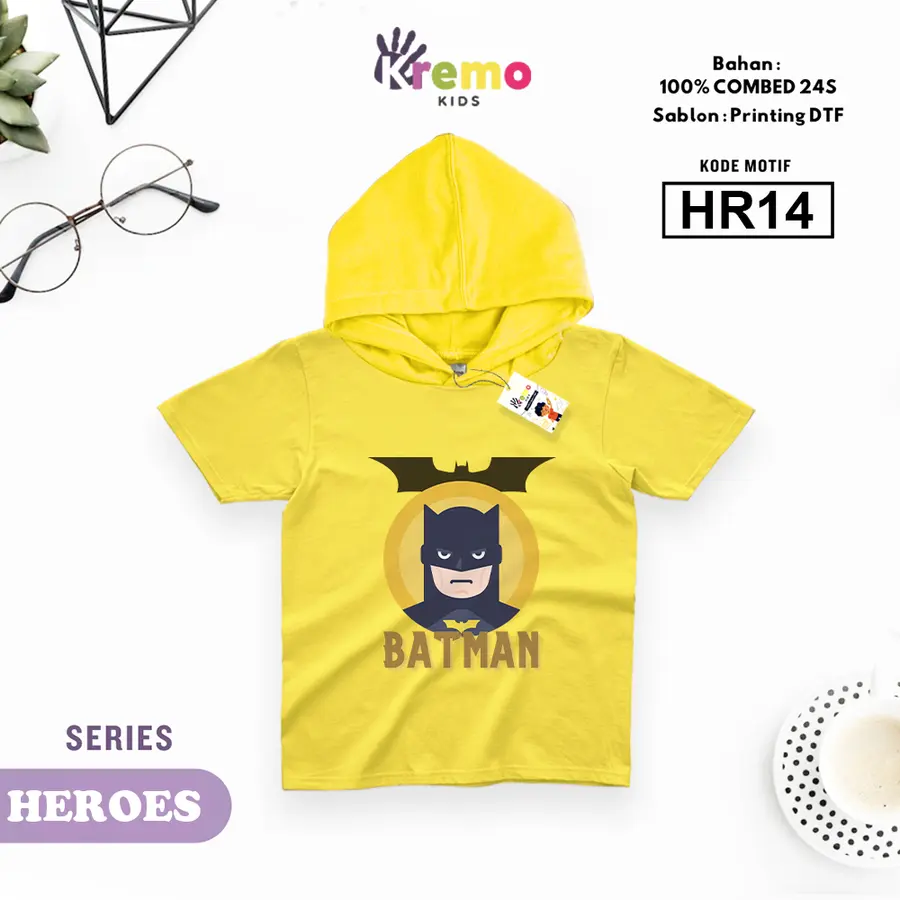 HR14 - Hoodie Kids Combed 24s Pendek [Varian: S (3-4 y) / Biru]