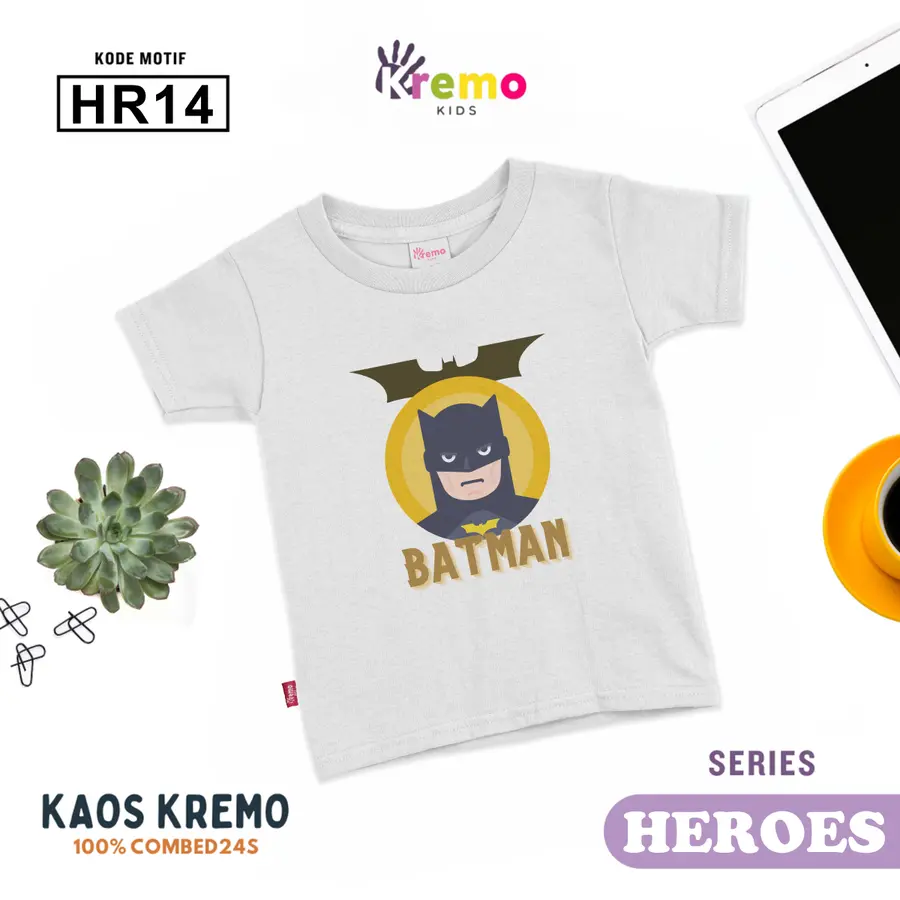 HR14 - Kaos Kids Combed 24s Pendek [Varian: S (3-4 y) / Biru]