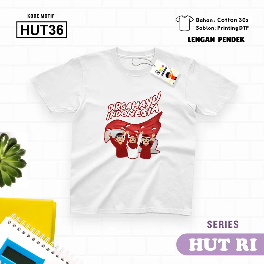 HUT36 - Kaos Dewasa Cotton 30s Pendek [Varian: M / Biru Turkish]