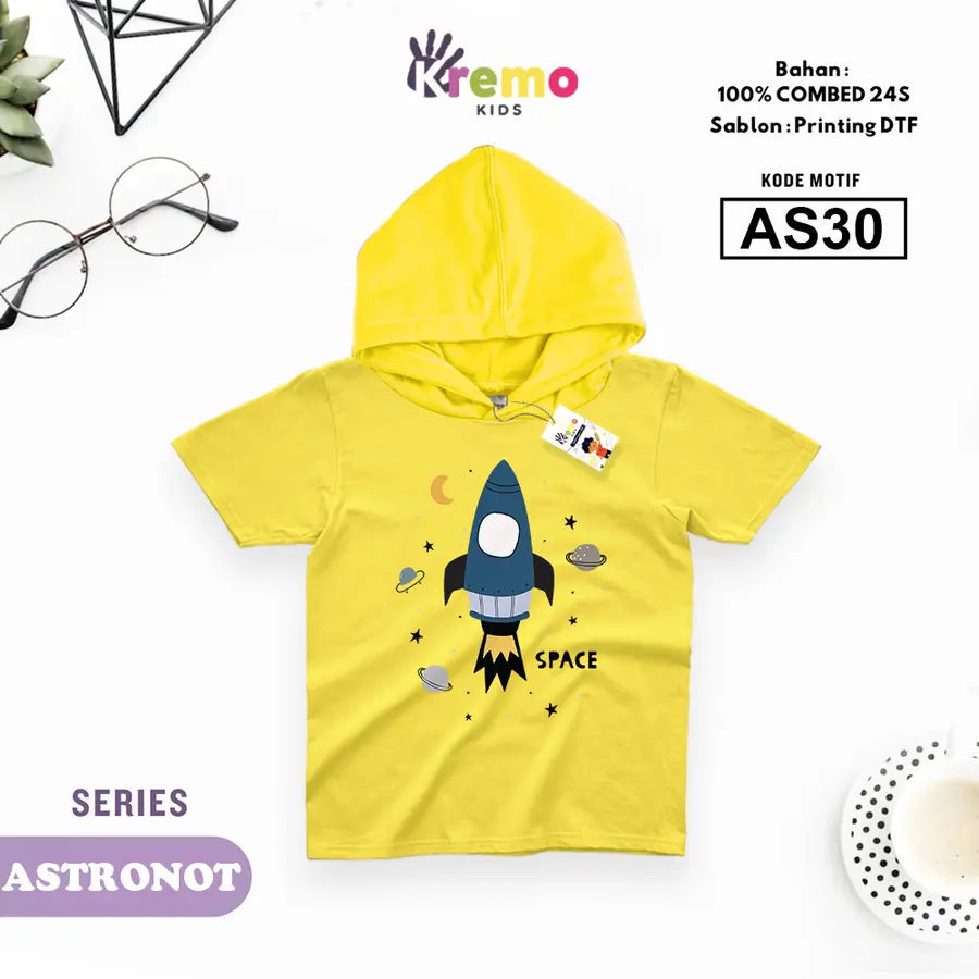 AS30 - Hoodie Kids Combed 24s Pendek [Varian: S (3-4 y) / Biru]