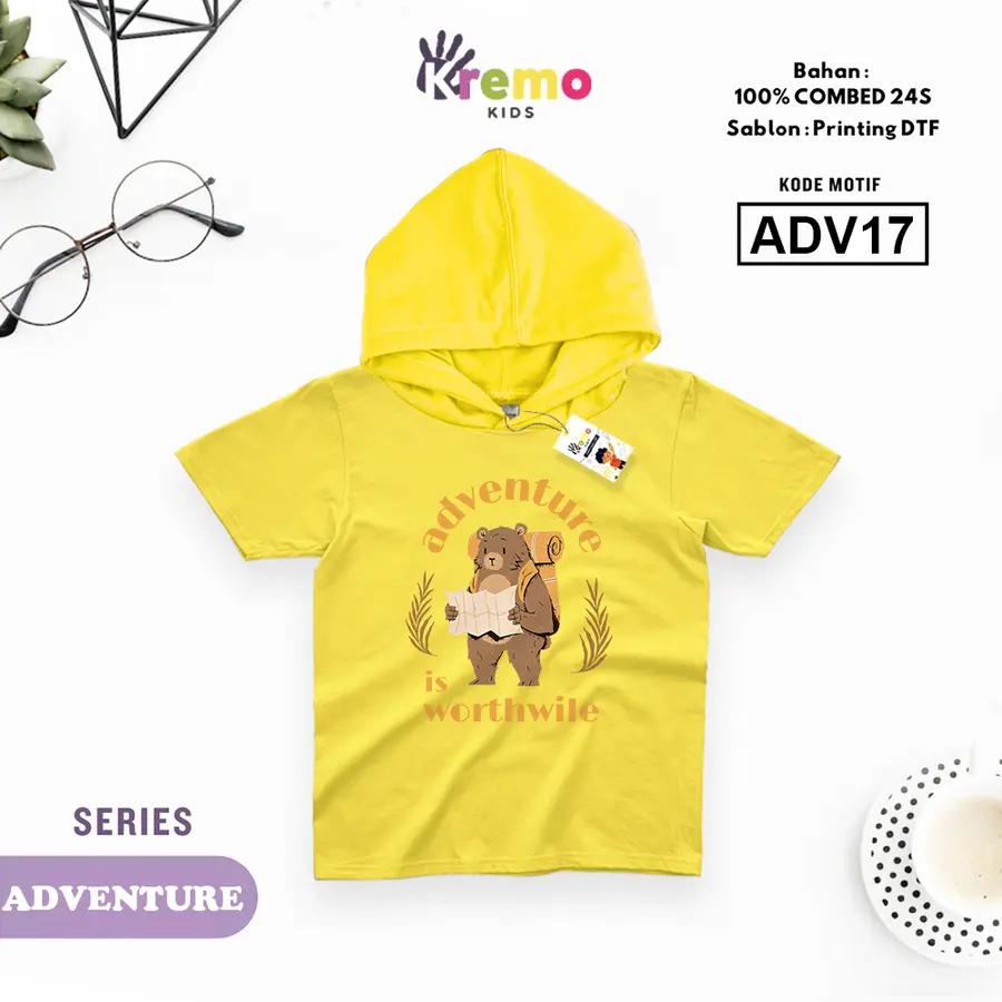 ADV17 - Hoodie Kids Combed 24s Pendek [Varian: S (3-4 y) / Biru]