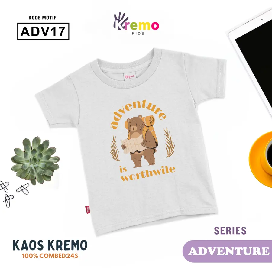 ADV17 - Kaos Kids Combed 24s Pendek [Varian: S (3-4 y) / Biru]