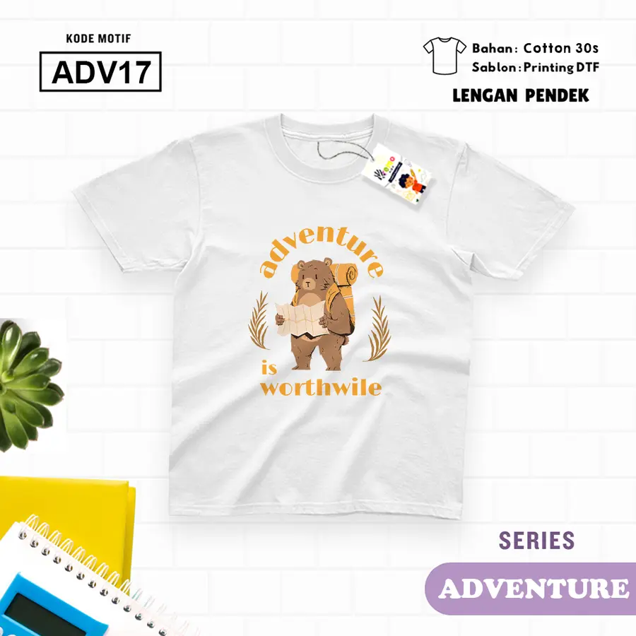 ADV17 - Kaos Kids/Junior Cotton 30s Pendek [Varian: S Kids (1-2 y) / Biru Turkish]