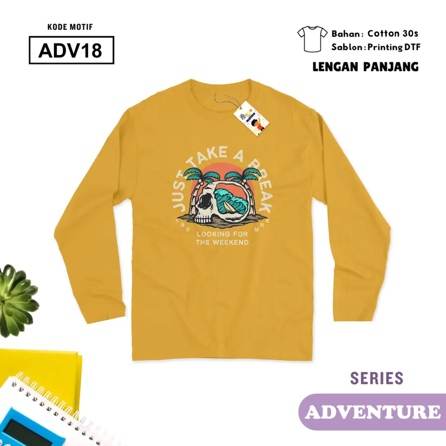 ADV18 - Kaos Dewasa Cotton 30s Panjang [Varian: M / Hitam]