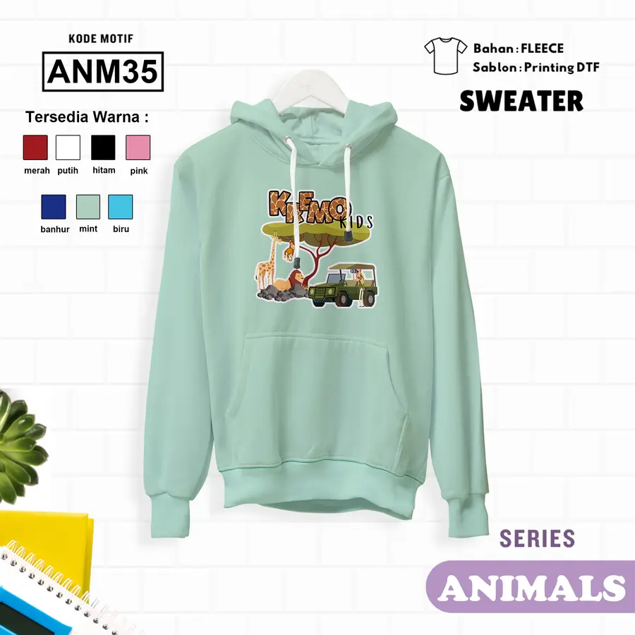 ANM35 - Sweater Kids Fleece Panjang [Varian: L (5-6 y) / Banhur]