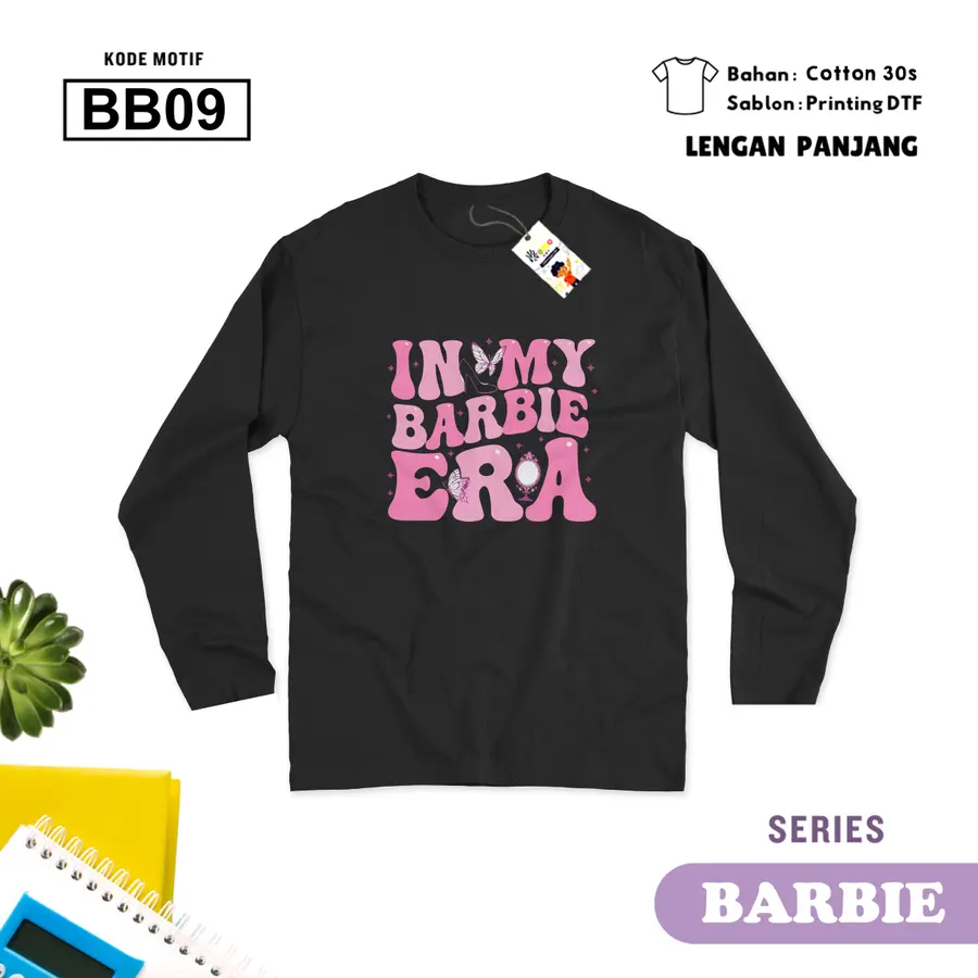 BB09 - Kaos Dewasa Cotton 30s Panjang [Varian: M / Hitam]