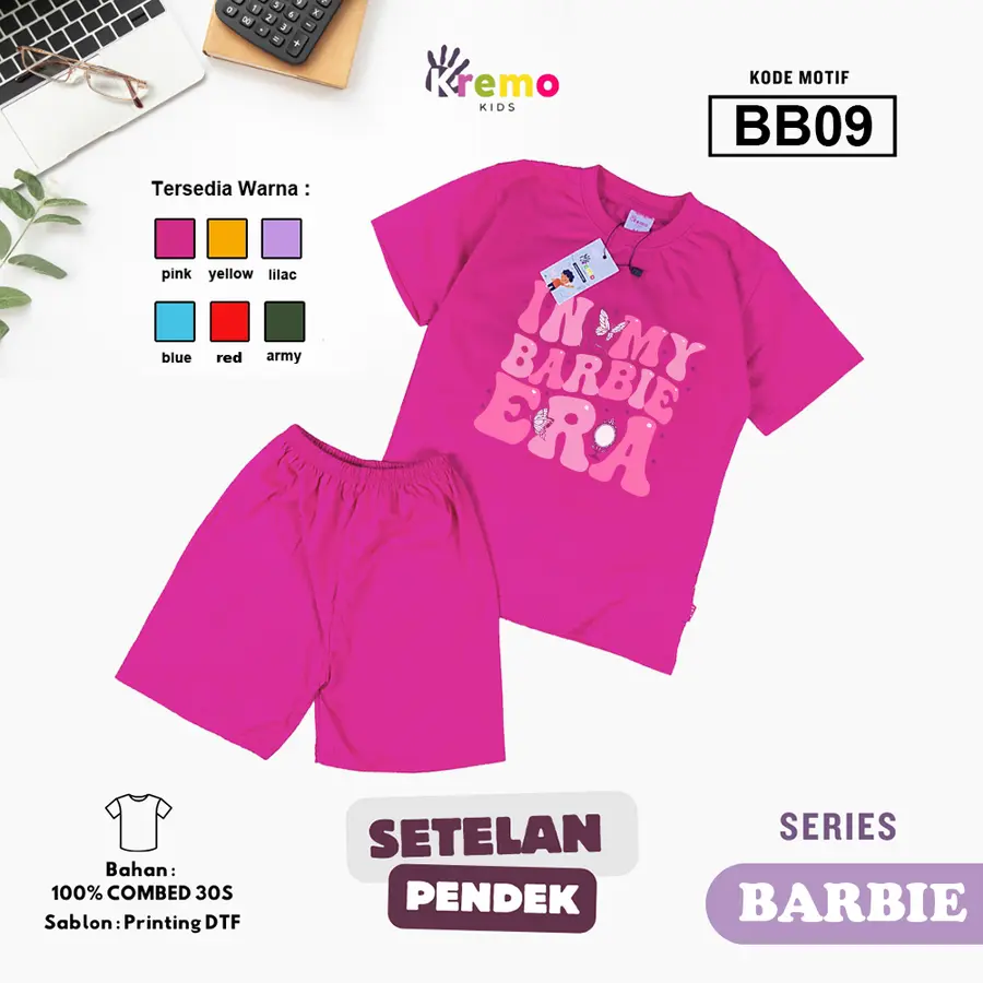 BB09 - Setelan Kids Combed 30s Pendek [Varian: S (3-4 y) / Army]